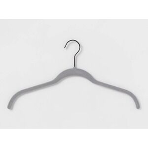 BRIGHTROOM 10 Non-Slip Gray Flocked Velvet Shirt Hangers, w/ Black Hook NEW